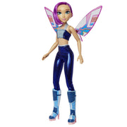 Playmates Toys Winx Club Tecna Fairy Doll, 10.5 in, Glitter Purple Outfit, Removable Digital Wings, Stylable Hair, 57816