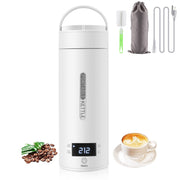 GanenSprint Smart Travel Electric Kettle, 380ml Stainless Steel, Digital with 4 Temperature Presets, Double-Wall Anti-Scald, Leak-Proof, White, OYJ22081101W