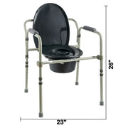 Equate FBL710007 Steel Foldable 3-in-1 Bedside Toilet Commode, 400 lb Weight Capacity, Gray