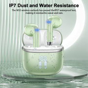 WeurGhy Wireless Bluetooth Earbuds, Noise Cancelling, Deep Bass Stereo, 50H Playtime, LED Display, IPX7 Waterproof, Green, W53