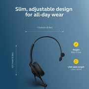 Jabra Evolve2 30 SE Wired Single-Ear Headphones, Noise Isolating, Microsoft Teams Certified, Red Mono, USB-C and USB-A, 23189-899-879-01