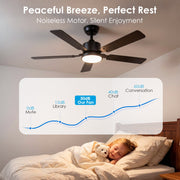 DAYBETTER 52 Inch Ceiling Fan with Lights, WiFi Smart Control, 6-Speed Reversible DC Motor, Dimmable LED Light, Black, JABL318-WUS-D1