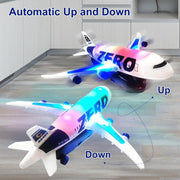 syenll XYWE-25 Kids Airplane Toy, Battery Operated Airplane Crawling Toys with LED Flashing Lights and Sounds, Lift