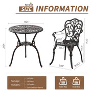 PATIO-IN PAB-104BR Outdoor Bistro Set 3 Piece Cast Aluminum Patio Bistro Sets Bronze