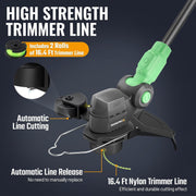 WORKPROX 20V Cordless String Trimmer and Edger, 12-Inch Cut, 4.0Ah Battery, Auto Line Feed, Adjustable Head, WX125320AE