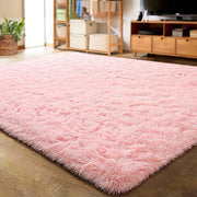 Lochas Luxury Fluffy Area Rug, Ultra Soft High Pile, Non-Slip Rubber Backing, Pink, 6 x 9 ft, HS0029FHO