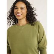 Joyspun Women's French Terry Sweatshirt and Joggers Set, Relaxed Fit, Irish Moss, XS to 3X