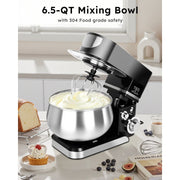 Casualife Hoolly Stand Mixer, 6.5-QT 6-Speed Tilt-Head Kitchen Stand Mixer with Dough Hook, Wire Whip & Beater