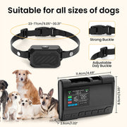 MASBRILL F383 Wireless Dog Fence System, 3-in-1 Electric Fence and Training Collar, Ultra-Precise 800M Range, Waterproof Rechargeable Collar, Supports Up to 3 Dogs, Black