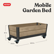 Keter Mobile Garden Planter, Ashwood Resin, Rectangle, 17.5 in W x 43.2 in D x 31 in H, 13.56 cu ft Capacity, Mobile with Wheels, UV and Rust Resistant, 270922