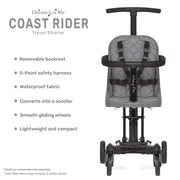 Dream On Me Coast Rider Travel Stroller Lightweight Aluminum Frame 3-in-1 Convertible Gray 365-GRAY