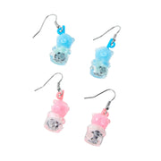 Claire's Pink and Blue Gummy Bear Bubble Tea Drink Earrings, 2-Pack