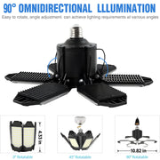 BN-LINK LED Garage Light, 2 Pack, 18500 Lumens, 6500K Daylight, Deformable 6+1 Adjustable Panels, Black, CP-C786