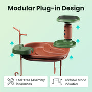 Birdfy Smart Bird Bath with 1080P HD Camera, AI Bird Identification, Solar Powered, Weatherproof, Brown, Jolly V