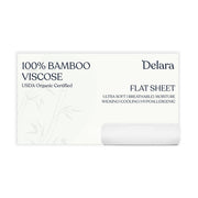 Delara 100% Viscose Derived from Bamboo Flat Sheet, Ultra-Soft, Cooling, Moisture-Wicking, White, Queen, 96x105