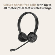 Jabra Evolve 65 TE Wireless Bluetooth Stereo Headset, Noise-Canceling Mic, Dual Connectivity, 16 Hour Battery Life, Black, 6699-833-499-01