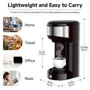 WHT MAKER KCM203 Instant Coffee Maker One Cup for K Cup & Ground Coffee, Black