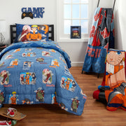 Naruto Kids 5 Piece Reversible Comforter Bedding Set, Blue, Full, Polyester Microfiber, 7B0456