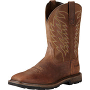 Ariat 10020059-8D Groundbreaker Wide Square-Toe Western Work Boots for Men, Brown, 8M