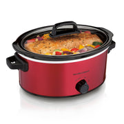 Hamilton Beach Slow Cooker, Large Capacity, Serves 7+, 6 Quarts, Red, 33666