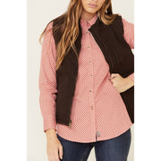 Carhartt Washed Duck Sherpa-Lined Mock-Neck Relaxed-Fit Vest for Ladies - Dark Brown - L