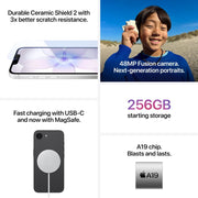 Apple iPhone 17e Prepaid Smartphone, 6.1 in Super Retina XDR OLED Display, A19 Chip, 256GB Storage, 48MP Fusion Camera, Black