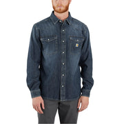 Carhartt 106429-Hk3 Montana Relaxed-Fit Midweight Denim Long-Sleeve Snap-Front Shirt - Wyatt - XL