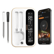 Inkbird WiFi Bluetooth Meat Thermometer, Dual-Mode Connectivity, 2 Size-Coded Probes, IP67 Waterproof, LCD Display, White
