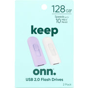 Onn. 100139817 USB 2.0 Flash Drive for Tablets and Computers, 2-pack 128 GB