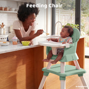 AILEEKISS ETD001TN 8 in 1 Baby High Chair, Convertible Toddler Dining Booster Seat with Adjustable Tray, 5-Point Harness, Green