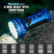 Olight Marauder Mini Rechargeable LED Floodlight, 7,000 Lumens, Cool White, Midnight Blue