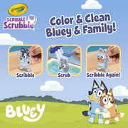 Crayola Scribble Scrubbies Bluey Poolside Playset with 4 Characters, 8 Washable Markers, Scrub Brush, Ages 3+, 740293