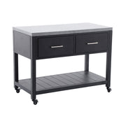 Better Homes & Gardens Tarren Outdoor Island Steel Serving Cart with Drawers, Concrete Finish Top, Black, 48 in, FHKS80197-S