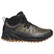 KEEN Hiking Boots for Men, Dark Olive/Scarlet Ibis, 9.5M