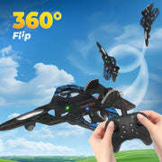 Fighter Jet RC Drone, 2.4GHz Quadcopter with 360 Flip, LED Lights, One Key Takeoff, Altitude Hold, Foldable, Red