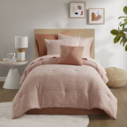 Mainstays Pink Arch 8-Piece Twin Bedding Set, Reversible Comforter and Sheets, Stylish Soft Curves Design,