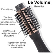 L'ANGE HAIR AB313 Le Volume 2-in-1 Titanium Blow Dryer Brush 75mm Black