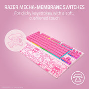 Razer Ornata V3 TKL Wired Mechanical Gaming Keyboard, Low-Profile Keys, Mecha-Membrane Switches, RGB Backlighting, Magnetic Wrist Rest, Hello Kitty Edition