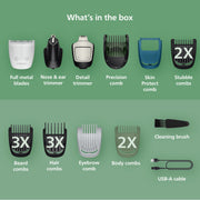 Philips Norelco All-In-One 19-Piece Electric Trimmer 5000 Series, Rechargeable, Black, Cordless, MG5965/49