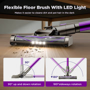 KANFUAQ Cordless Stick Vacuum Cleaner, 38KPA Suction, 55-Minute Fast Charging, Lightweight 3 lb, Purple, P2-FAST
