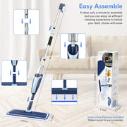 FVSA Spray Mop for Floor Cleaning Wet, with 14 oz Refillable Bottle and 3 Washable Microfiber Pads, Blue