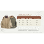 ScarletteEmmy Mid-Length Oversized Canvas Jacket for Women, Khaki, Contrast Corduroy Collar, Loose Fit Utility Coat, Lightweight Casual Outerwear