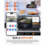 Vantrue Nexus 2X Dual Dash Cam, 2.7K Front, 1080p Interior, 5G WiFi, HDR, IR Night Vision, STARVIS 2, GPS, 24/7 Parking Mode, Voice Control, Supports 512GB