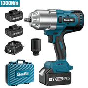 Seesii WH800 Cordless Impact Wrench, 960Ft-lbs Torque, Brushless Motor, 1/2 Inch Drive, 33mm CRV Socket, Dual 5.0Ah 21V Batteries, 3800RPM WH800