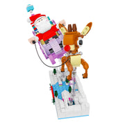 Brickcraft Rudolph The Red-Nosed Reindeer Santas Sleigh Building Kit, 586-Piece Holiday Collectible, Purple Sleigh with Santa and Rudolph Figures