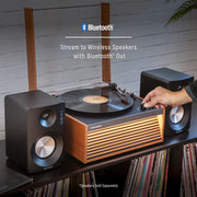 Crosley Dean 3-Speed Bluetooth Turntable with Built-in Speakers, LED Lights, Removable Tapered Legs, Natural Wood
