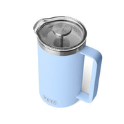 Yeti Rambler 34 oz French Press Coffee Maker with Double-Wall Vacuum Insulation, GroundsControl Filter, Twist-to-Lock Lid, Big Sky Blue