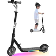 Mega Motion ME1 Electric Scooter for Kids, Foldable Aluminum Frame, Adjustable 3-Speed Motor, LED Lights, Rear Fender Brake, Black
