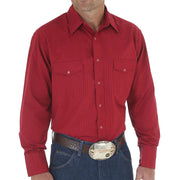 Wrangler Sport Western Snap Long-Sleeve Shirt for Men - Wine - XL