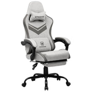Gtracing GTW-300-WR-V Gaming Chair Ergonmic Fabric Reclining Chair with Footrest & Linkage Armrest, White/Gray